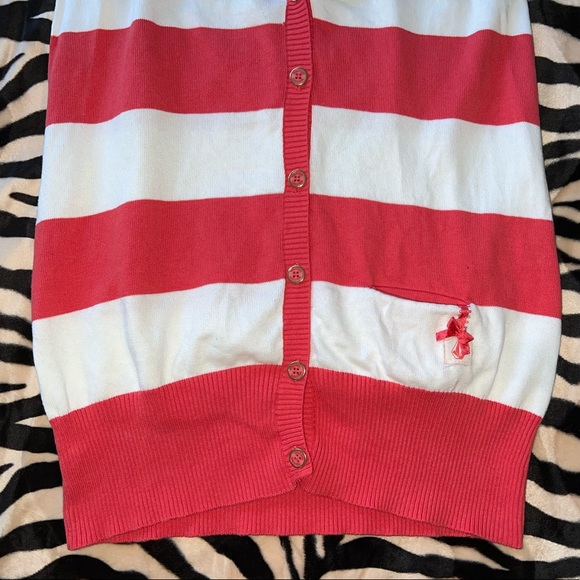 Volcom "Esta Bien" Sweater Vest - Coral/White Stripes Y2K/Skate/Surf Junior's XL - Picture 3 of 16